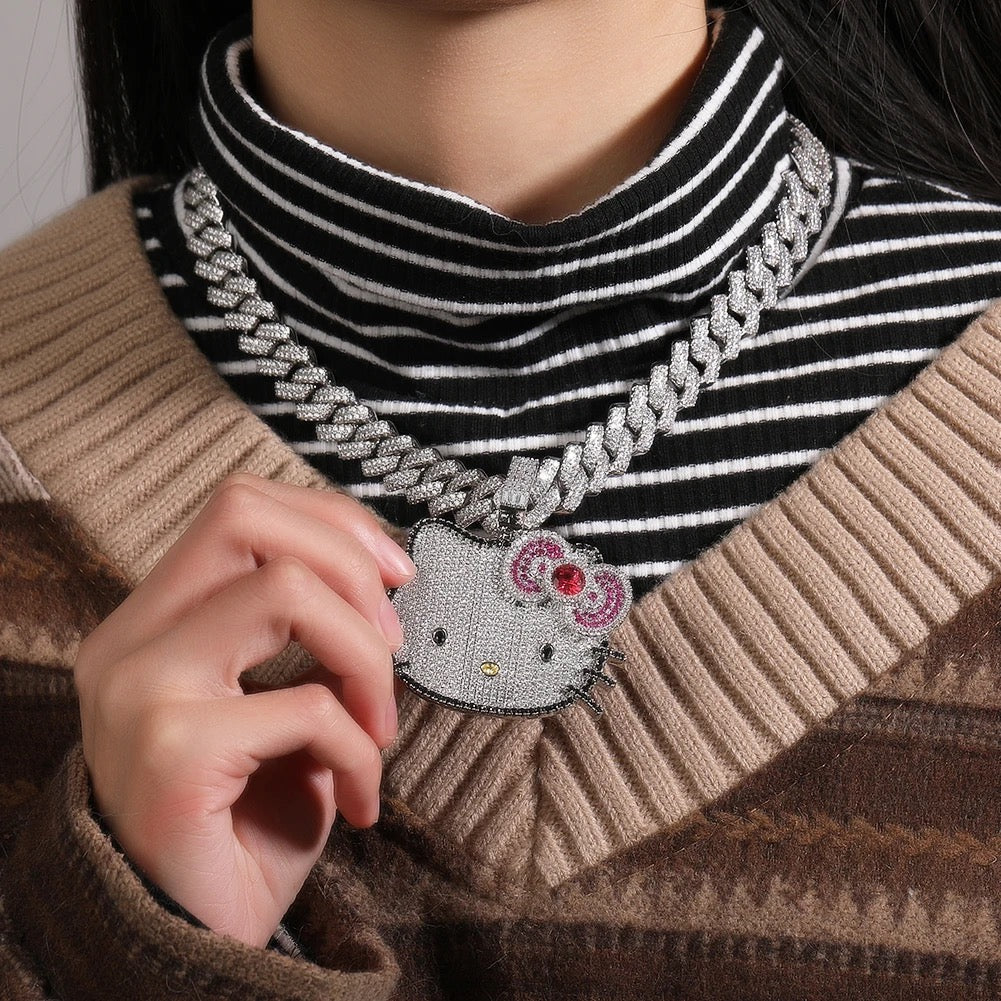 Iced Out Kitty Necklace