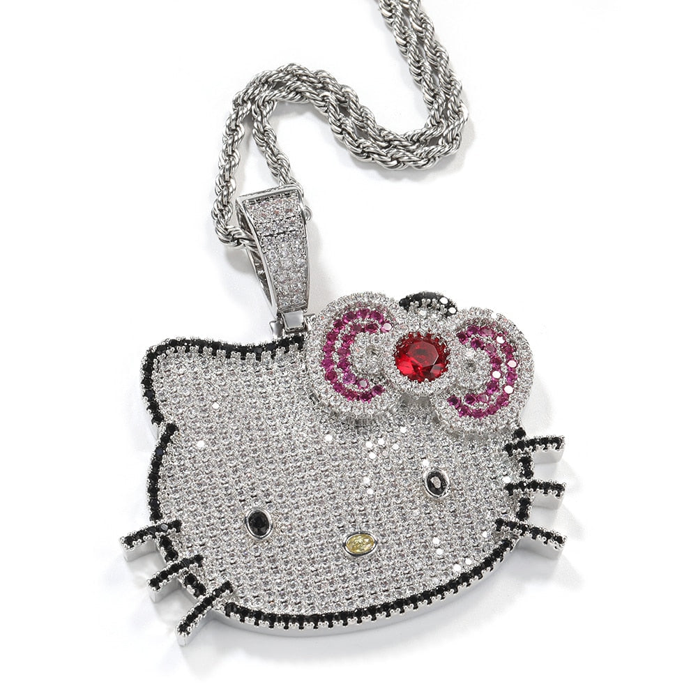 Iced Out Kitty Necklace