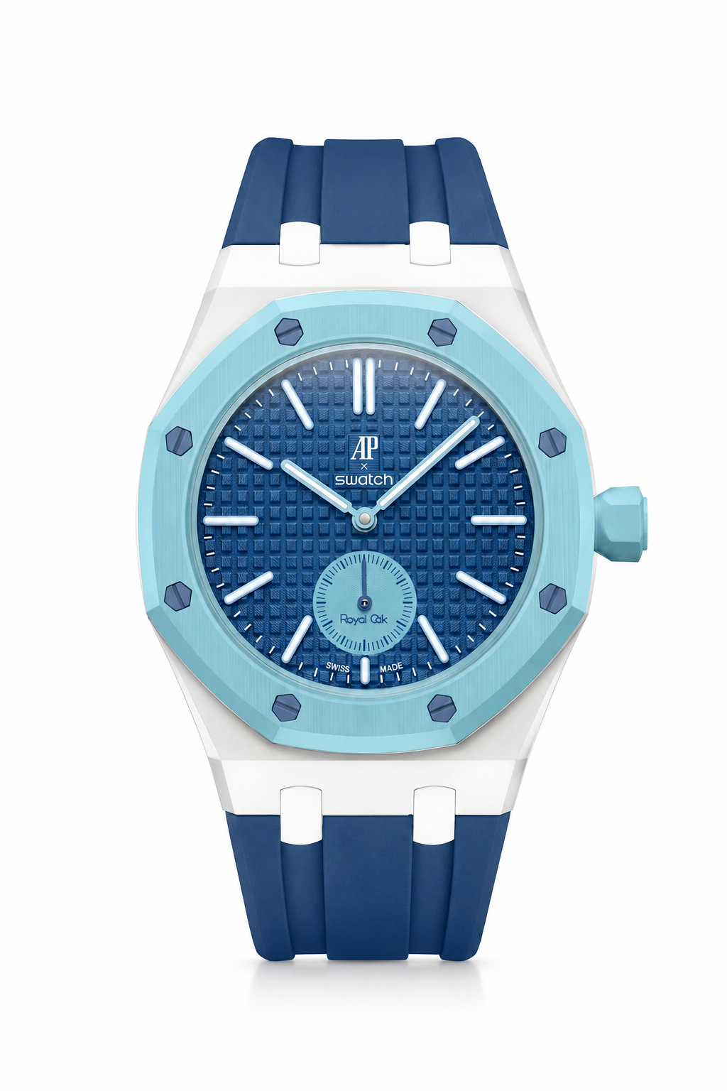 combo::white::rubber-strap-for-ap-x-swatch-royal-pop-lan-ba-dark-blue