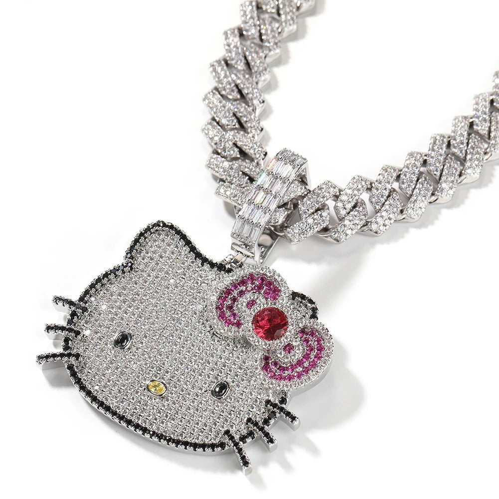 Iced Out Kitty Necklace