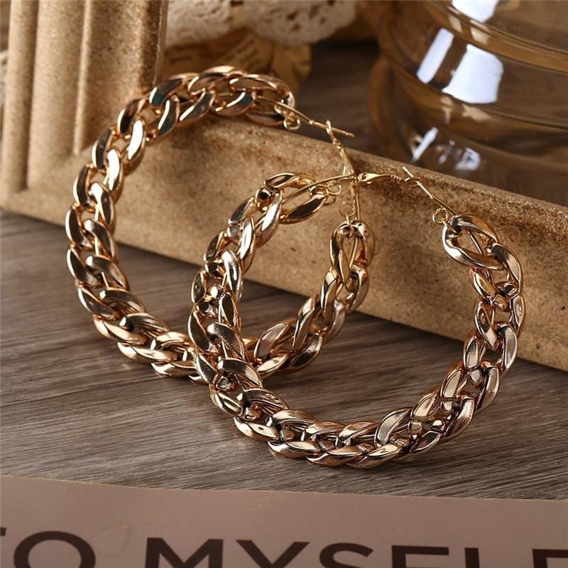 Jewelhery hip hop jewelry Gold 60mm Vintage Cuban Hoop Earrings