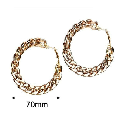 Jewelhery hip hop jewelry Gold 70mm Vintage Cuban Hoop Earrings