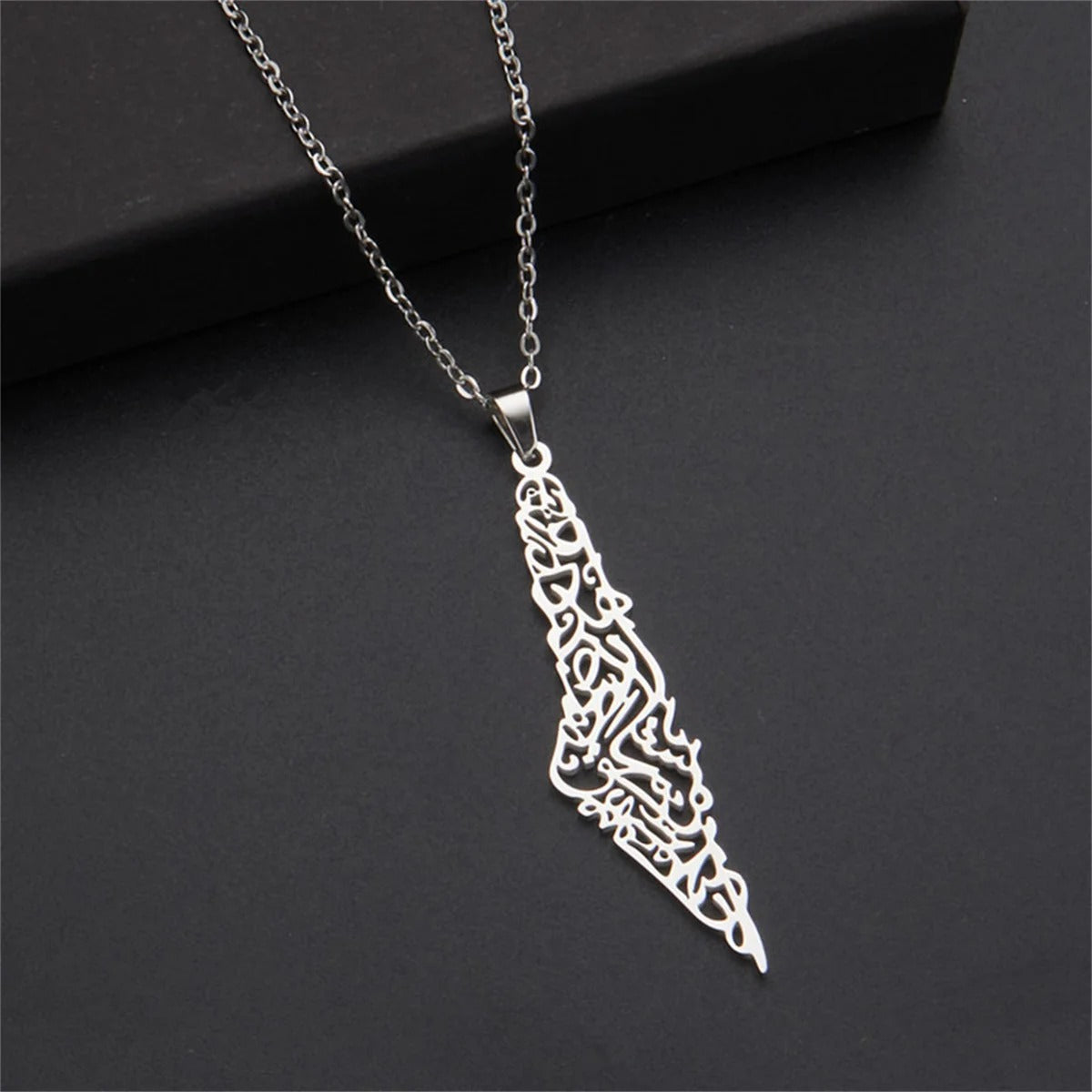 Stainless Steel Palestine Map Necklace for Men and Women