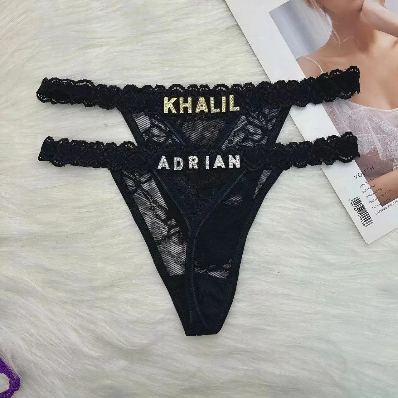 Custom Letter Thong Panties with Personalized Name