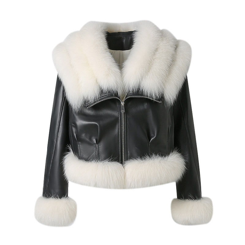 Mindy Genuine Goose down Leather Fur Jacket