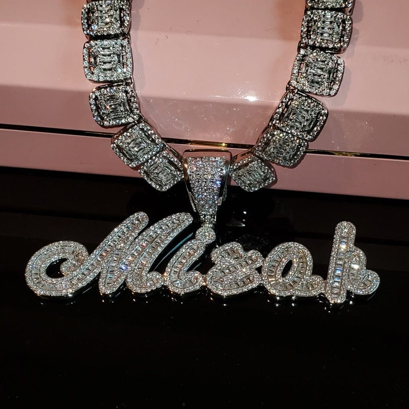 VVS Jewelry hip hop jewelry 0 Custom Brush Cursive Iced Out Name Necklace