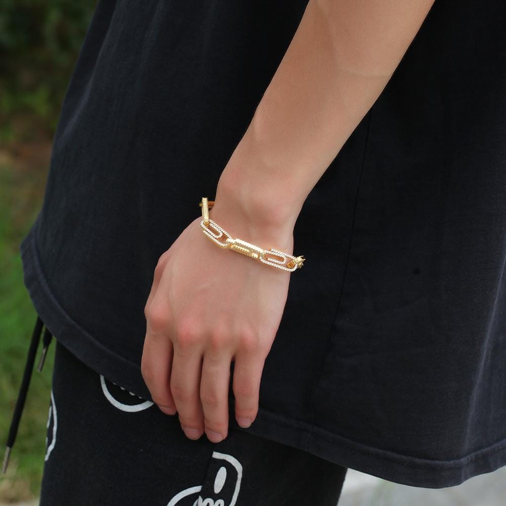 VVS Jewelry hip hop jewelry 10mm Gold Paper Clip Bracelet