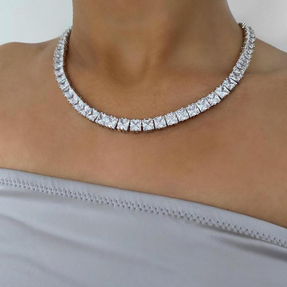 VVS Jewelry hip hop jewelry 15 inch 5MM Princess Cut Tennis Chain