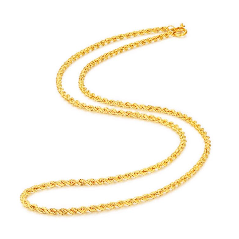 VVS Jewelry hip hop jewelry 16inches(1.45g) 18K Solid Gold 1.7mm Rope Chain