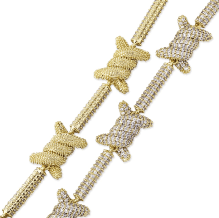 VVS Jewelry hip hop jewelry 18K Gold/Silver Micro Pave Knot Cuban Chain + FREE Bracelet Bundle