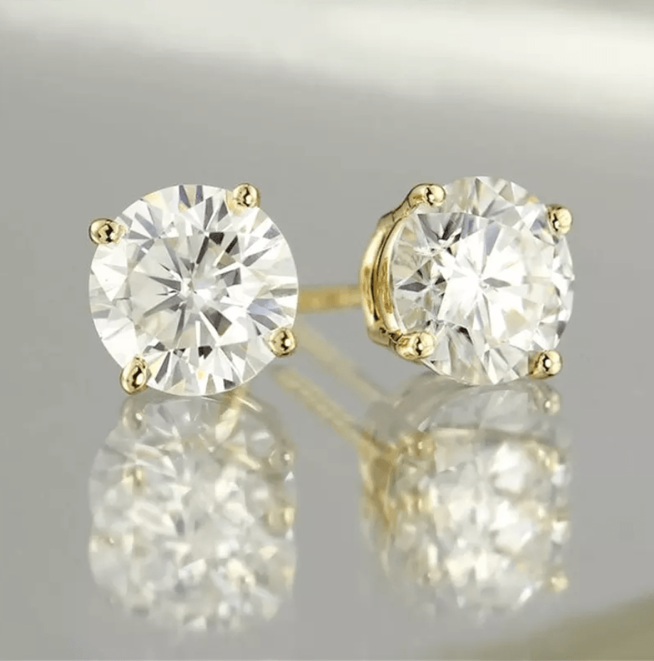 VVS Jewelry hip hop jewelry 18K Solid Gold 5mm 1ct VVS Moissanite Diamond Stud Earrings