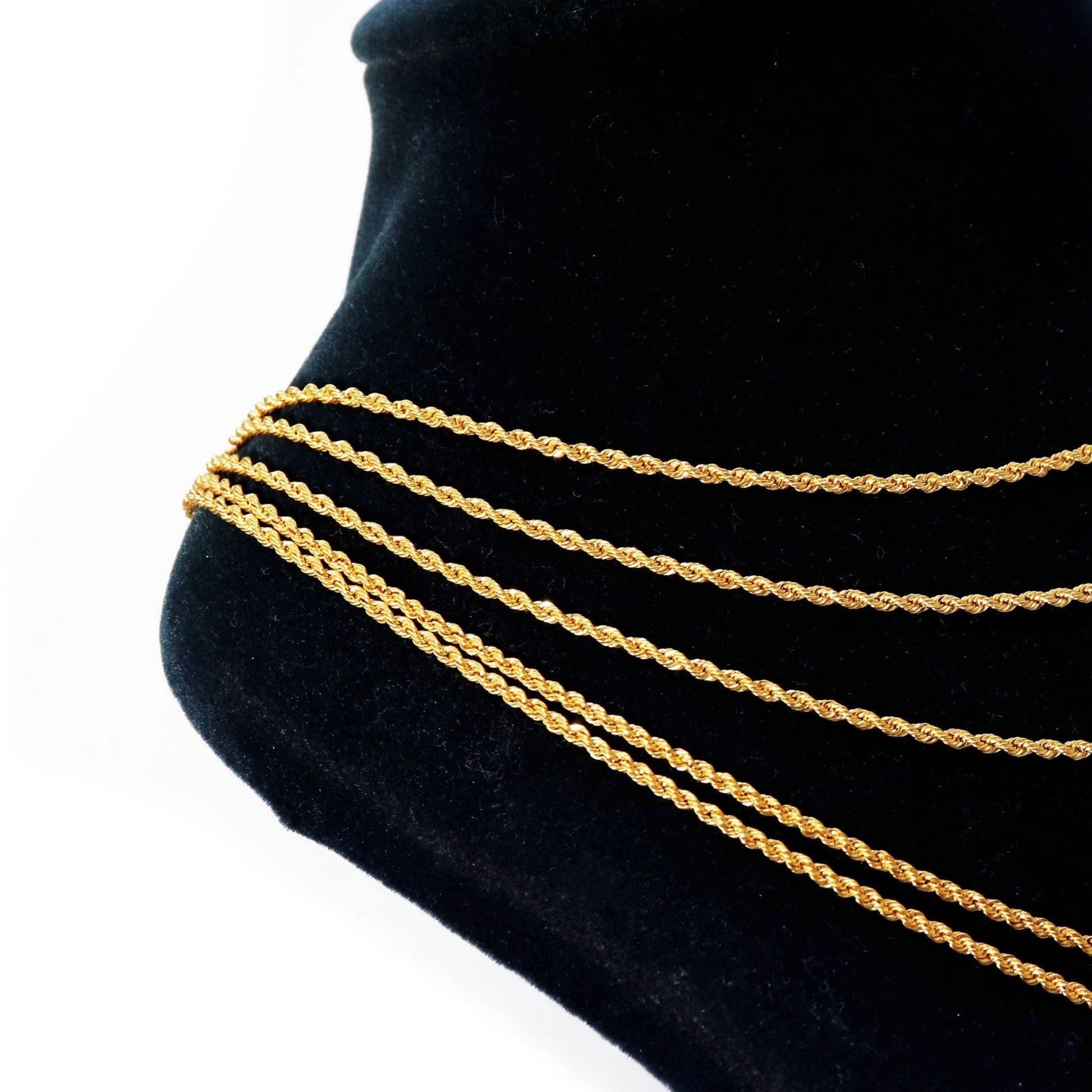 VVS Jewelry hip hop jewelry 18k Yellow Gold / 16inches(1.45g) 18K Solid Gold 1.7mm Rope Chain