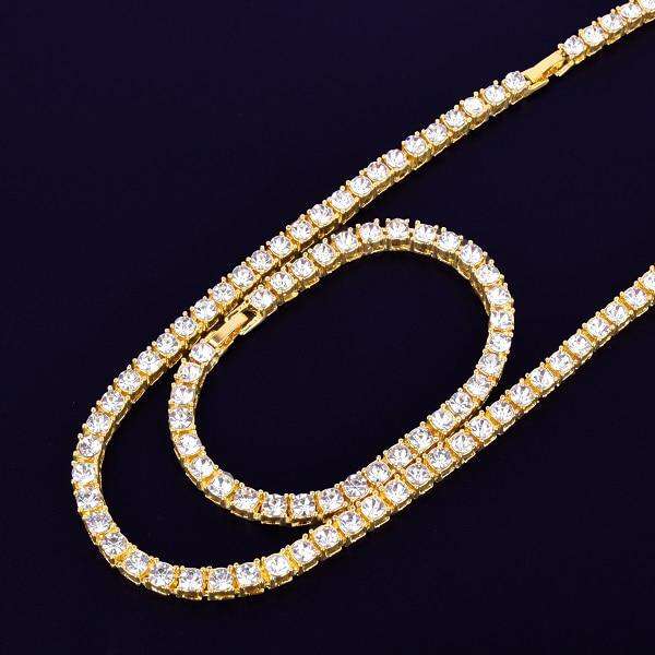 VVS Jewelry hip hop jewelry 200000162 18k Gold/Silver Tennis Chain + FREE Tennis Bracelet Bundle