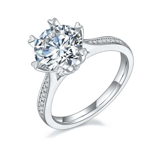 VVS Jewelry hip hop jewelry 4.5 3CT S925 Sterling Silver 6-Prong Cathedral Heart Engagement Ring