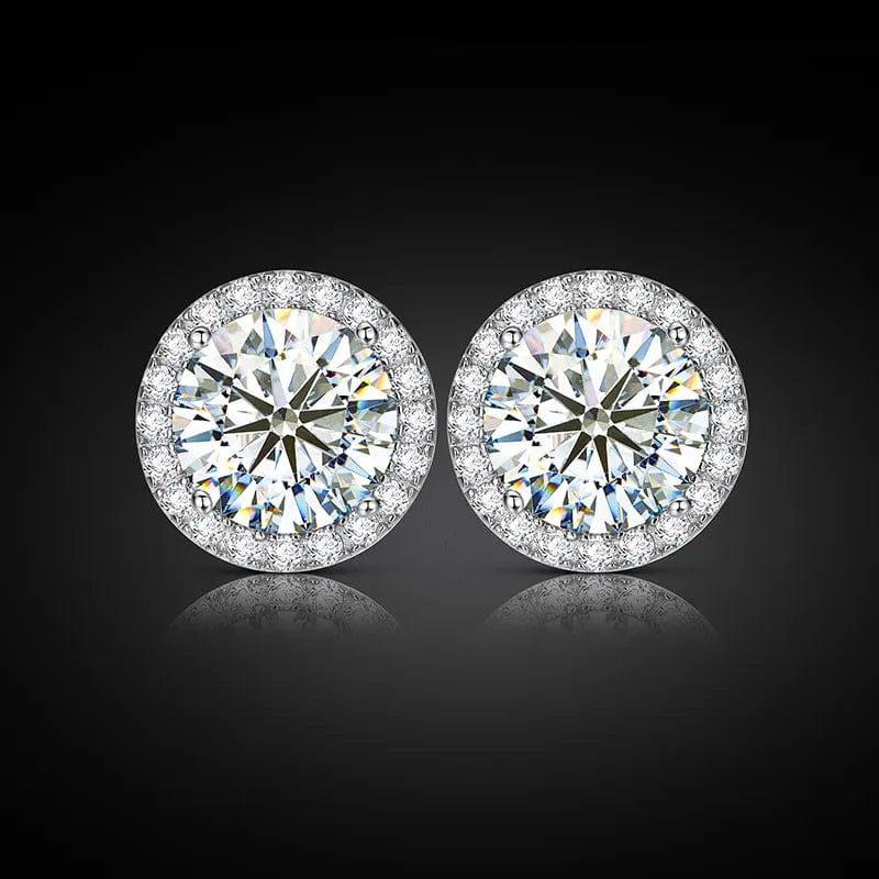 VVS Jewelry hip hop jewelry 5mm Fancy Cluster Round 925 Sterling Silver Moissanite Earrings