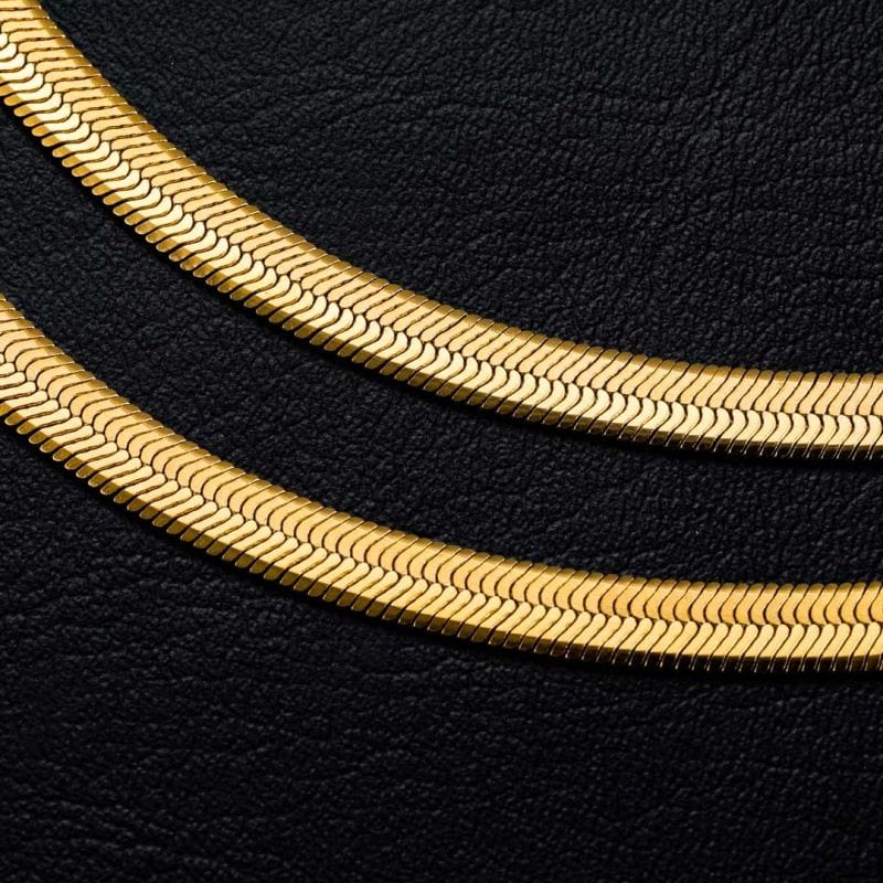 VVS Jewelry hip hop jewelry 6MM 18K Gold Herringbone Chain