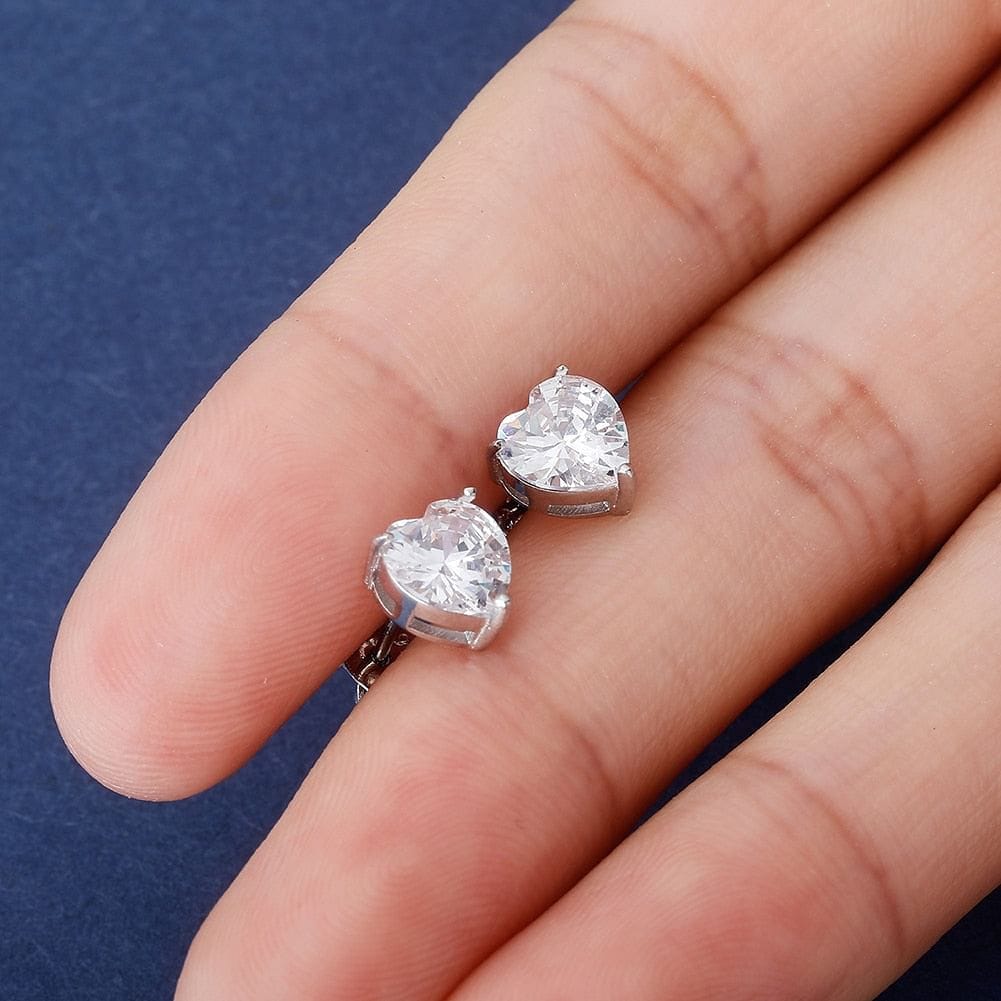 VVS Jewelry hip hop jewelry 925 Sterling Silver 0.1-1 VVS Carat Heart Moissanite Stud Earrings