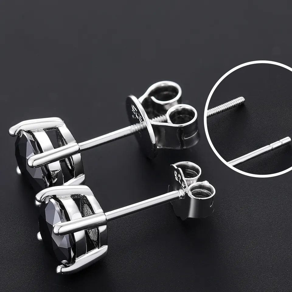 VVS Jewelry hip hop jewelry 925 Sterling Silver Black VVS Moissanite Solitaire Stud Earring