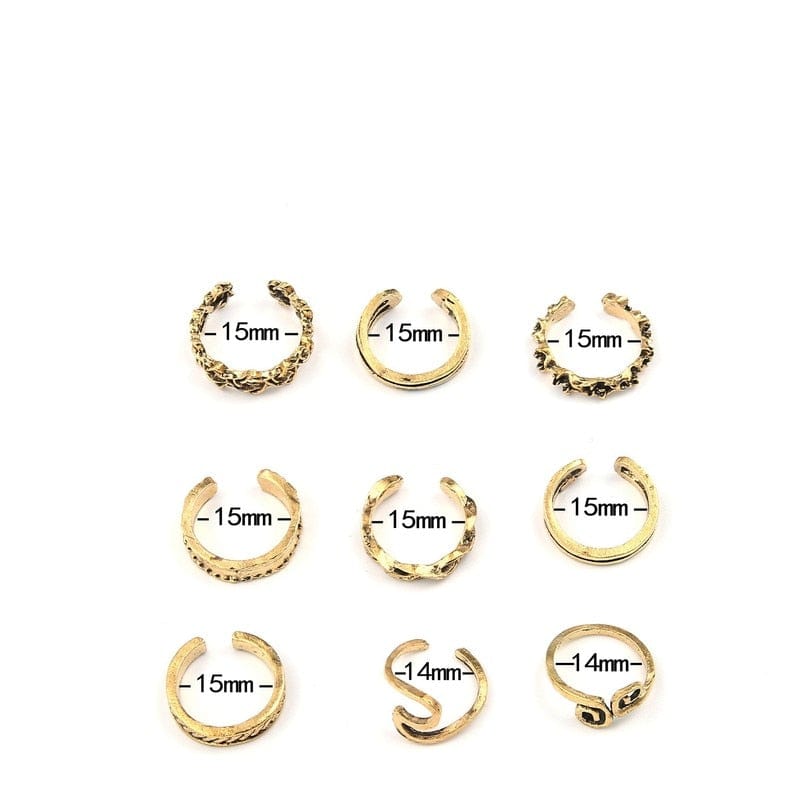 VVS Jewelry hip hop jewelry 9pc Wave Patter Adjustable Toe Ring Set