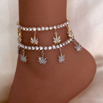 VVS Jewelry hip hop jewelry Adjustable Maple Leaf Tennis Anklet