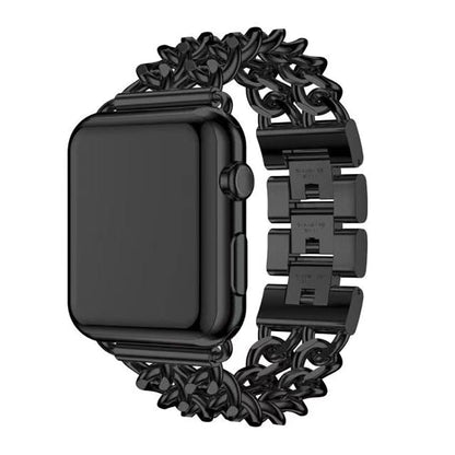 VVS Jewelry hip hop jewelry Black / 45mm Cuban Chain Strap iWatch Watch Band