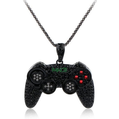 VVS Jewelry hip hop jewelry Black / 4mm rope chain / 24inch Classic Game Controller Pendant Necklace