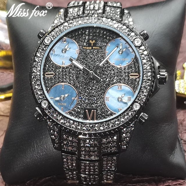 VVS Jewelry hip hop jewelry Black VVS Jewelry Fully Iced Area Codez Bling Watch