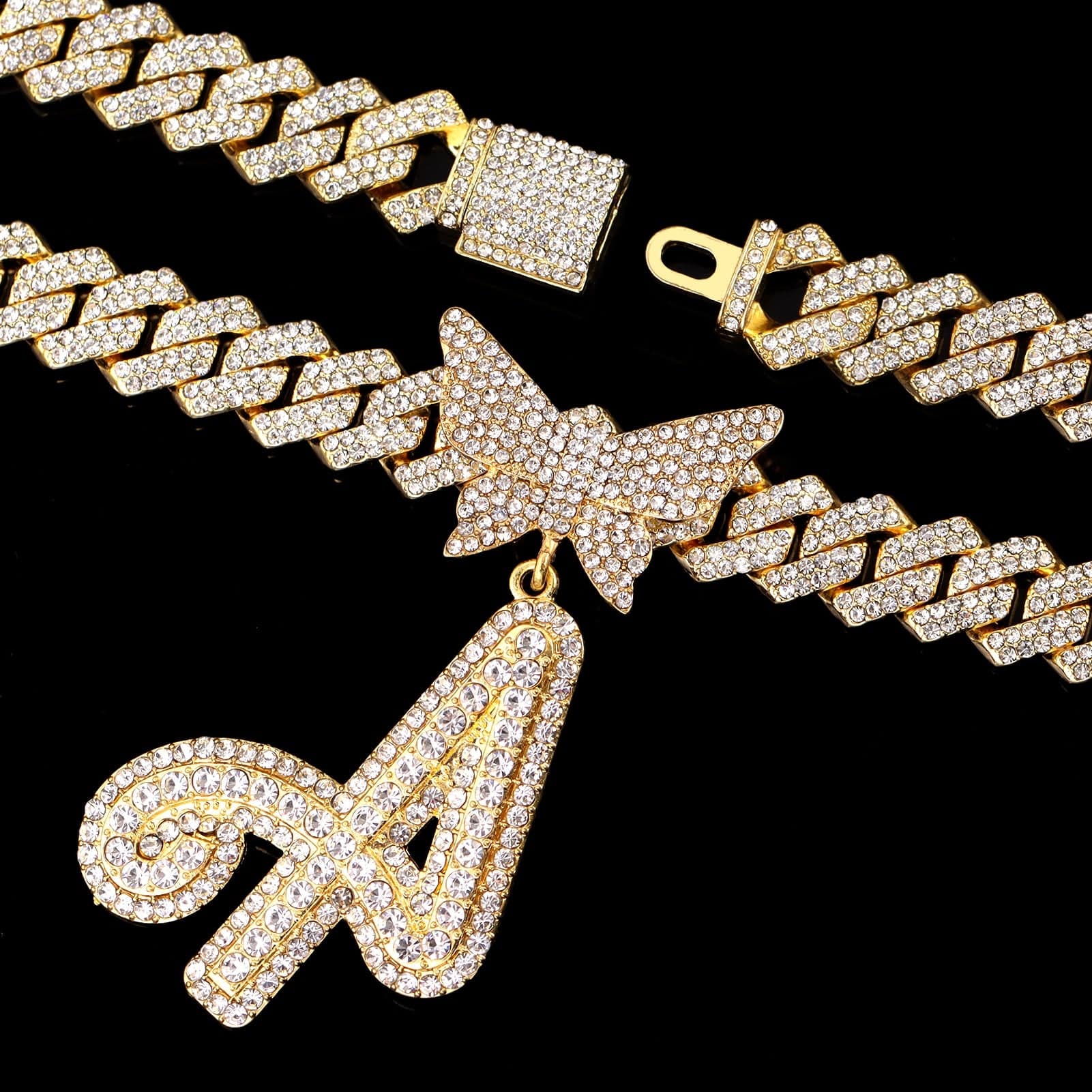 VVS Jewelry hip hop jewelry Bling Butterfly Letter Cuban Link Chain