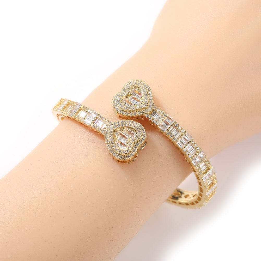 VVS Jewelry hip hop jewelry Bracelets 6MM Baguette Heart Wrist Bangle Bracelet