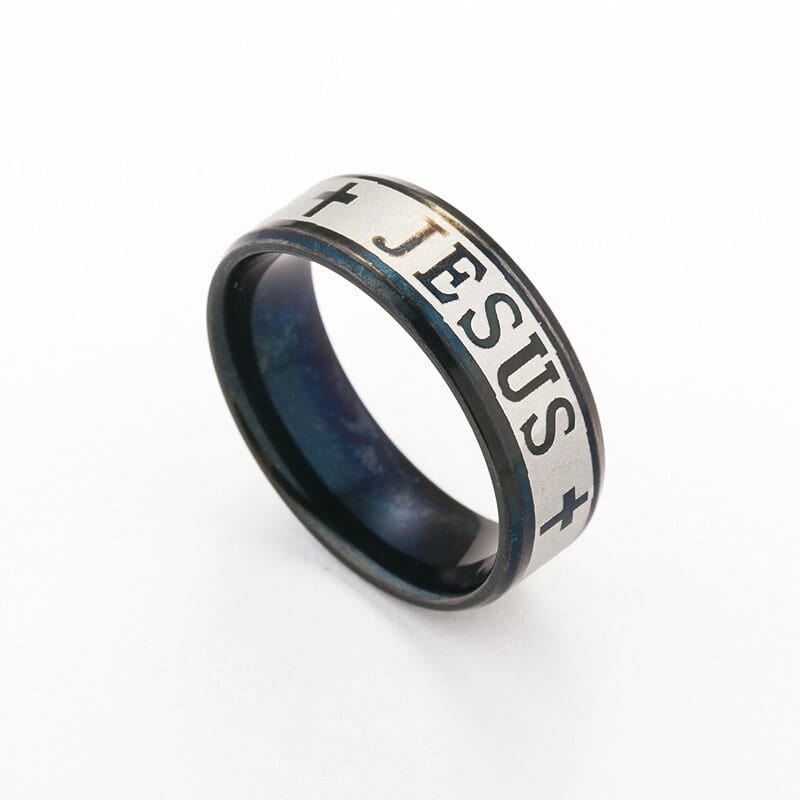 VVS Jewelry hip hop jewelry Christian 8mm Jesus Cross Engraved Ring