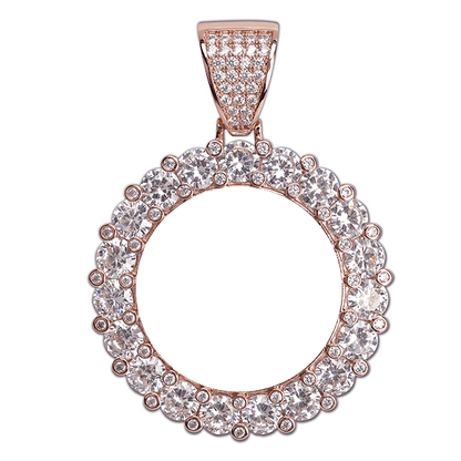 VVS Jewelry hip hop jewelry Circle 2 / Rose Gold / 18 inch Rope Chain VVS Jewelry Custom Photo Pendant