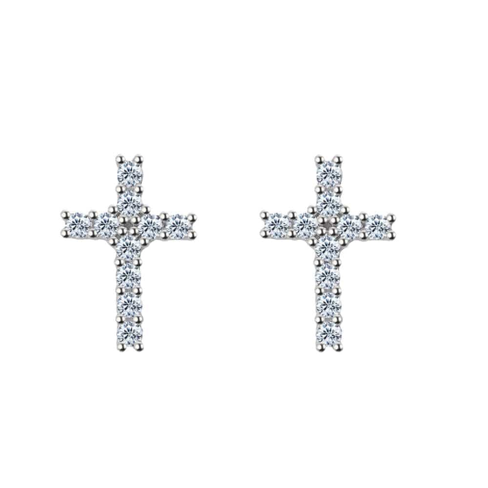 VVS Jewelry hip hop jewelry Cross 925 Silver Moissanite Iced Cross Earrings