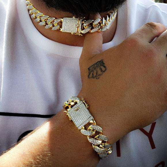 VVS Jewelry hip hop jewelry Cuban Gold/Silver Cuban Chain + FREE Cuban Bracelet Bundle - (TODAY ONLY)