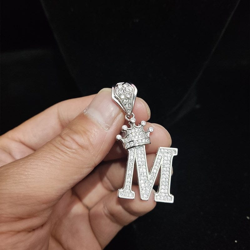 VVS Jewelry hip hop jewelry Custom Block Crown Initial Pendant Tennis Chain