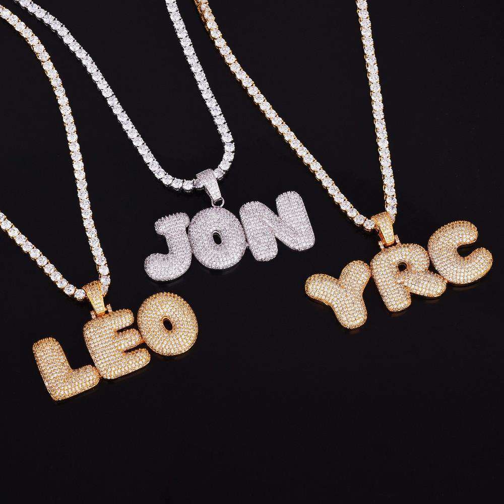 VVS Jewelry hip hop jewelry Custom Bubble Name Or Letter Necklace