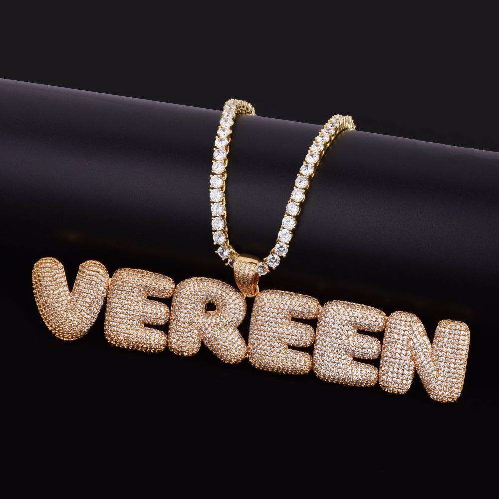 VVS Jewelry hip hop jewelry Custom Bubble Name Or Letter Necklace