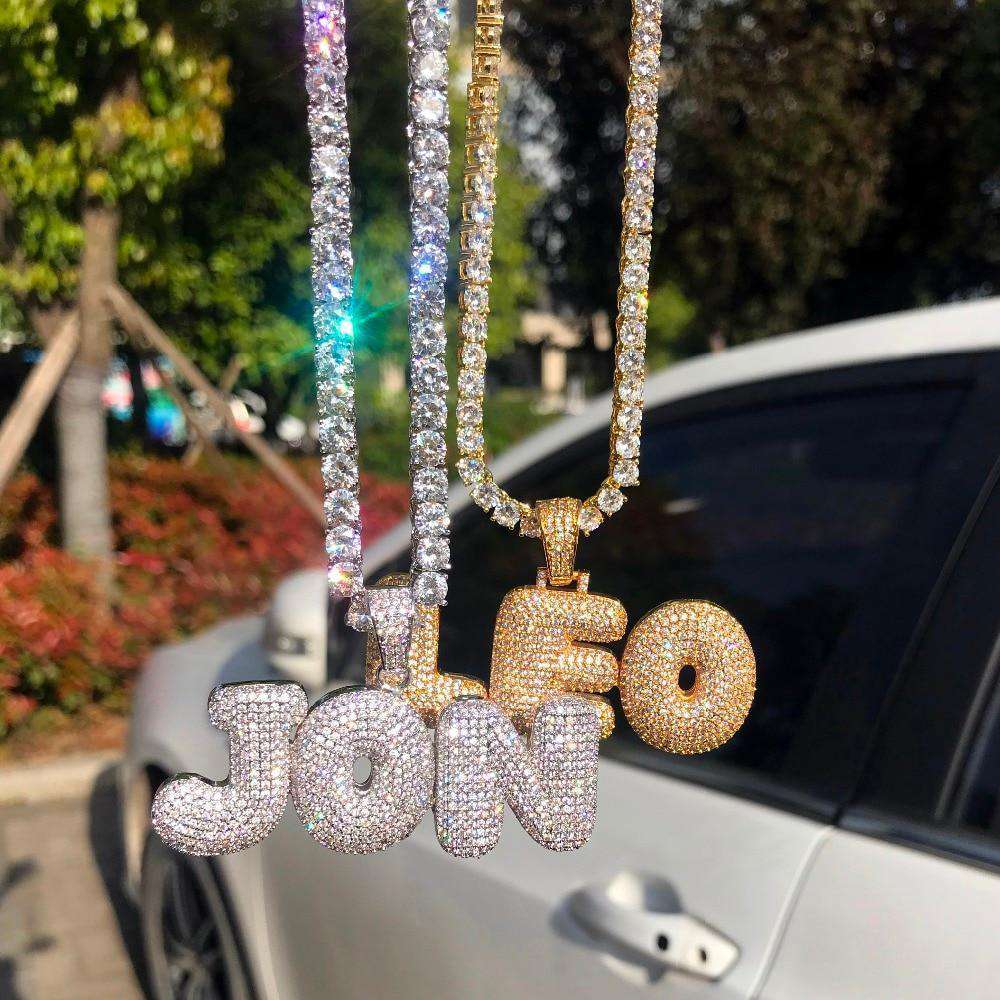 VVS Jewelry hip hop jewelry Custom Bubble Name Or Letter Necklace