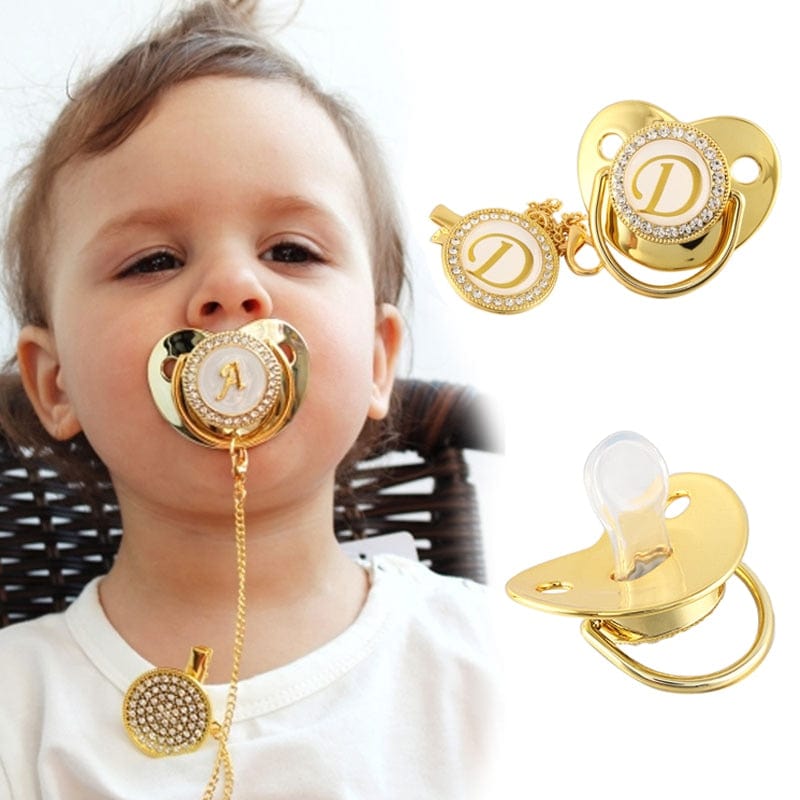 VVS Jewelry hip hop jewelry Custom Gold Bling Initial BPA Free Baby Pacifier