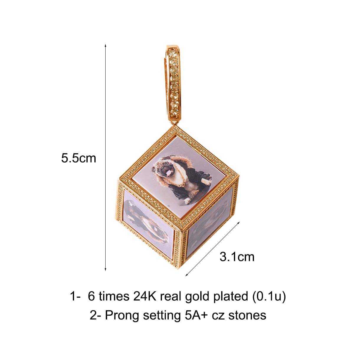 VVS Jewelry hip hop jewelry Custom Iced Out 3D Dice Photo Pendant