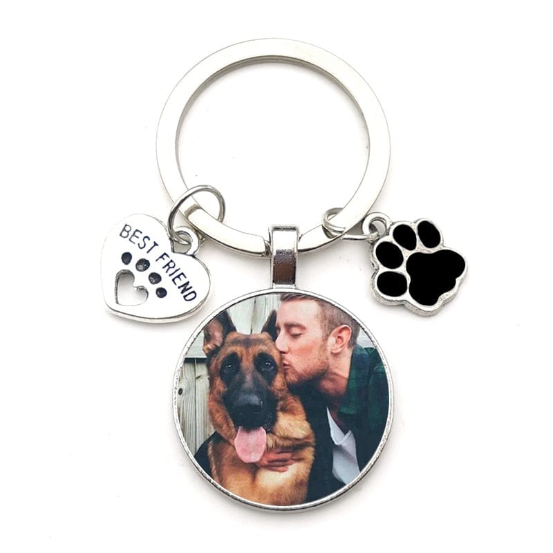 VVS Jewelry hip hop jewelry Custom Photo Keychain with Paw Pendant