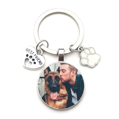 VVS Jewelry hip hop jewelry Custom Photo Keychain with Paw Pendant