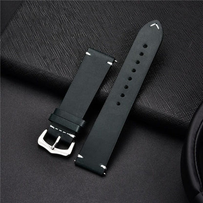 VVS Jewelry hip hop jewelry Dark Blue / 18mm Genuine Retro Leather Watch Strap