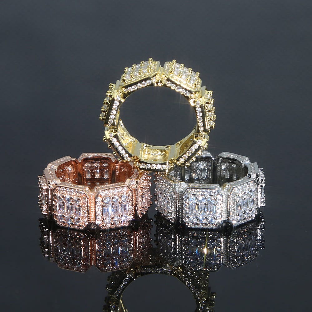 VVS Jewelry hip hop jewelry Fully Iced Baguette Rings