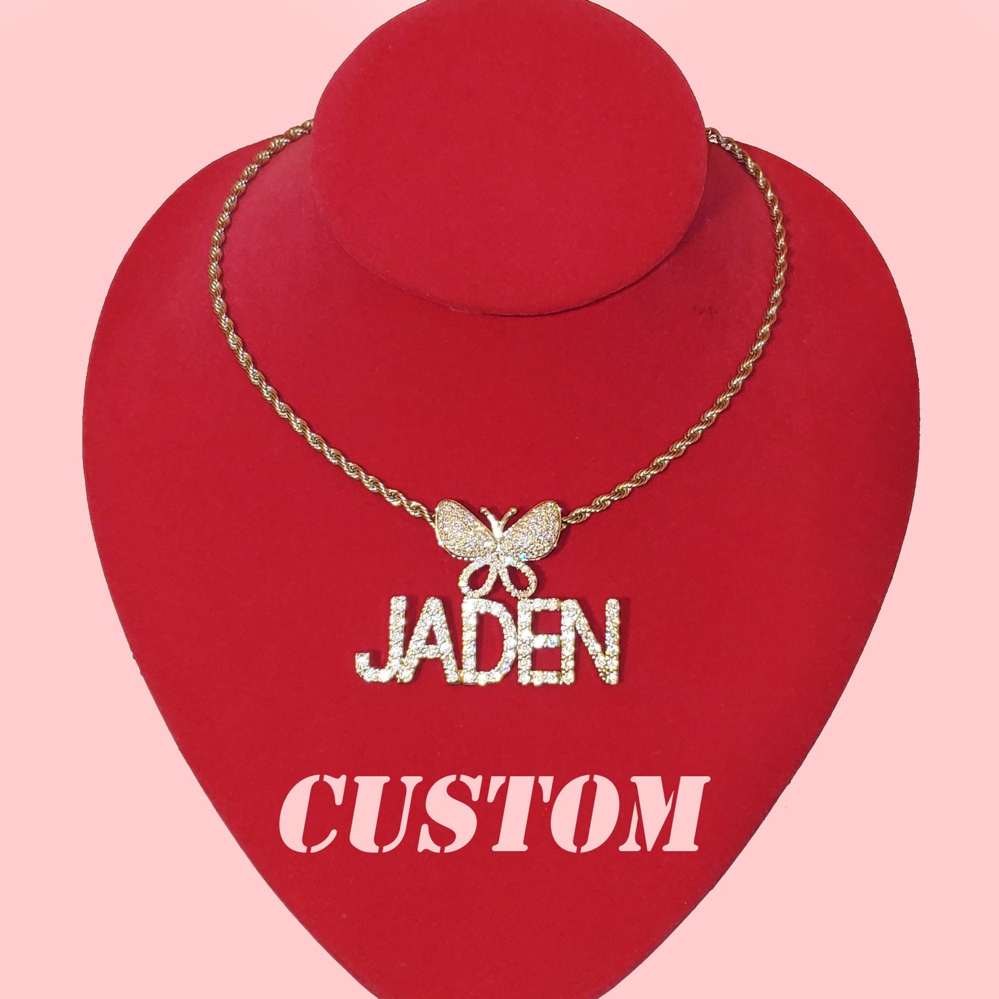 VVS Jewelry hip hop jewelry Fully Iced Custom Butterfly Name Chain