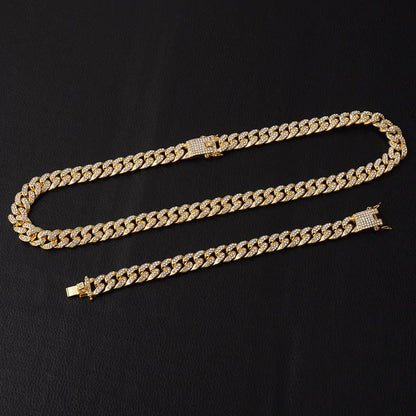 VVS Jewelry hip hop jewelry Gold / 22 Inch / 13mm VVS Jewelry Cuban Chain + FREE Cuban Bracelet Bundle