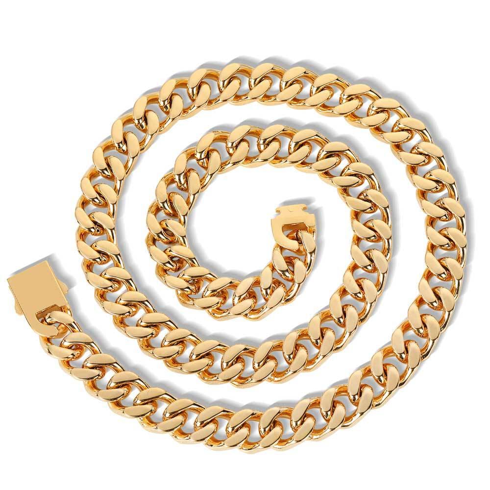 VVS Jewelry hip hop jewelry Gold / 3mm rope chain / 24inch 12mm 316L Stainless Steel Hollow Cuban Chain + Free Cuban Bracelet