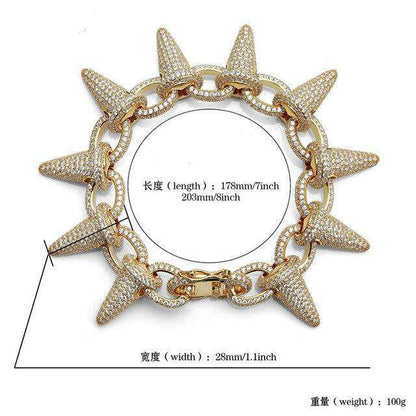 VVS Jewelry hip hop jewelry Gold / 7inch Gold/Silver Rivet Spike Bracelet