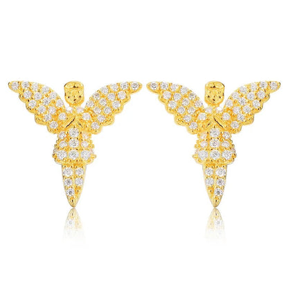 VVS Jewelry hip hop jewelry Gold 925 Sterling Silver VVS1 Moissanite Angel Stud Earrings