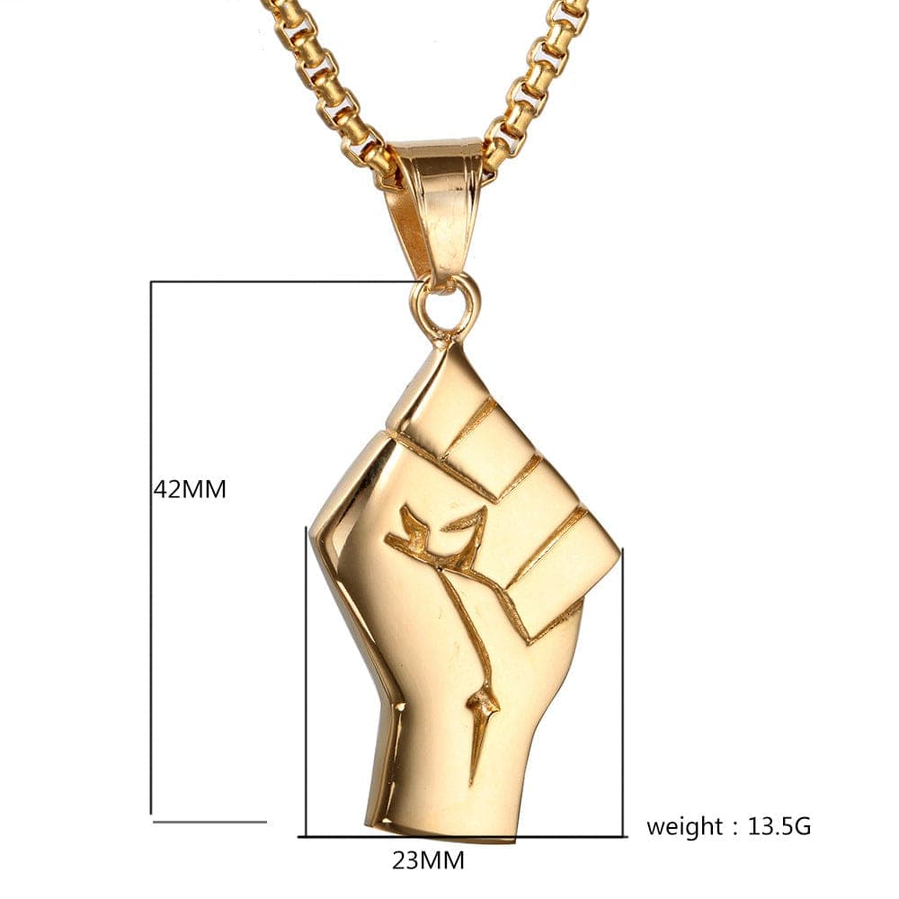 VVS Jewelry hip hop jewelry Gold BLM Raised Fist Necklace