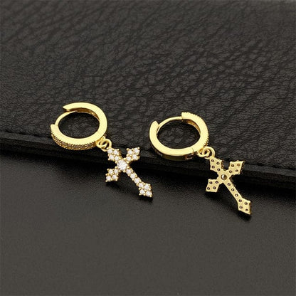 VVS Jewelry hip hop jewelry gold color Flower Cross 925 Silver Moissanite Earrings